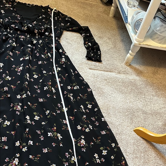 Madewell Backyard Blooms Black Floral Long Sleeve Dress XS - Picture 9 of 10